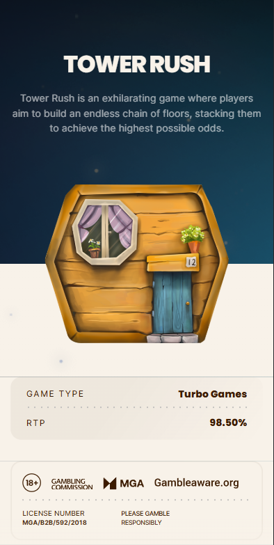 Tower Rush játékfelület toronnyal és bónusz előnézettel